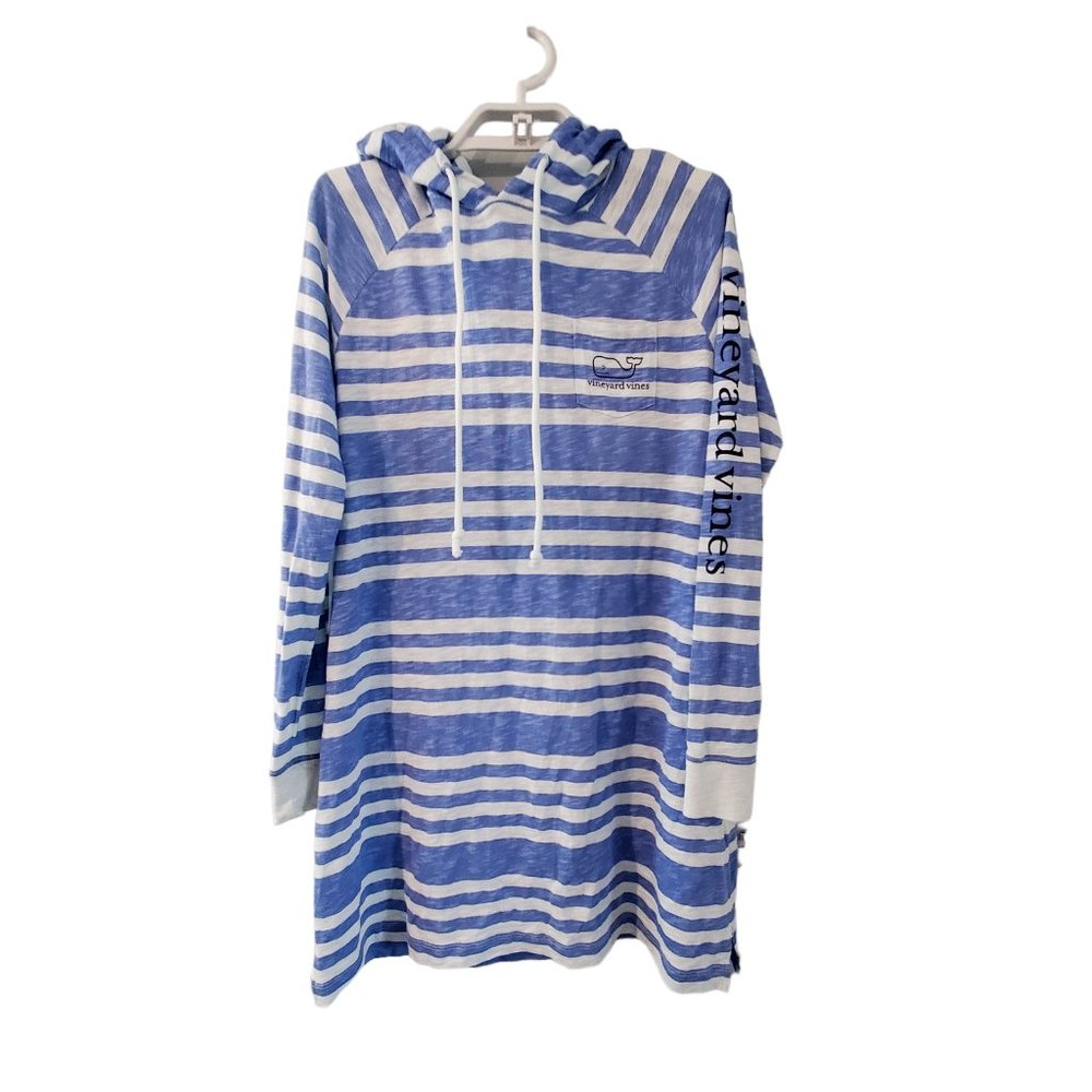 Vineyard Vines Blue and White Striped Hooded Dress